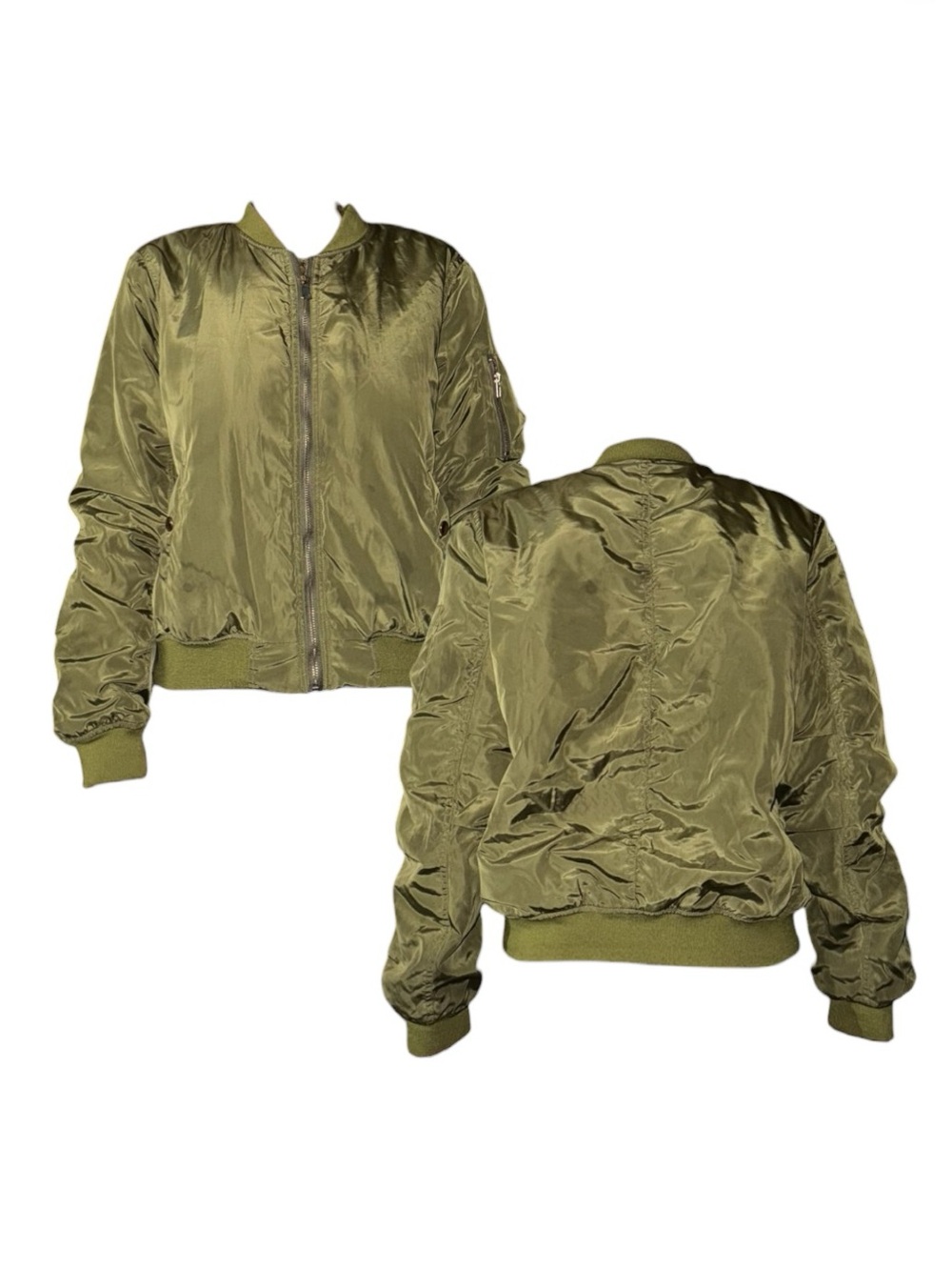 Olive Green Bomber Jacket - Women's Lightweight Flight Jacket